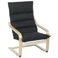 HOMCOM Poltrona de Sala Moderna com Encosto Alto Acolchoado Estrutura de Madeira e Estofada em Veludo 67x83x105 cm Preto(m-11)