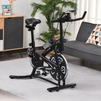 HOMCOM Vélo d'appartement vélo de fitness velo d'intérieur avec écran LCD multifonctions vélo biking cardio-training selle et guidon réglables acier noir(m-10)