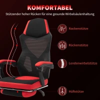 Vinsetto Ergonomische kantoorstoel gamestoel draaistoel met voetsteunen polyester zwart(m-4)