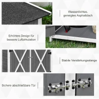 Outsunny tuinkast gereedschapsschuur met 2 deuren asfalt dak dennenhout grijs + wit(m-4)