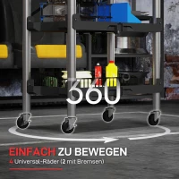 HOMCOM Gereedschapstrolley, Opvouwbare 3-Laagse Gereedschapswagen, Kunststof, Staal, Zwart(m-5)