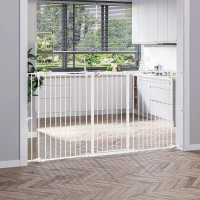 PawHut Barrière pour chien en acier à 3 panneaux pliante double verrouillage et porte intégrée pour porte et escalier blanc(m-2)