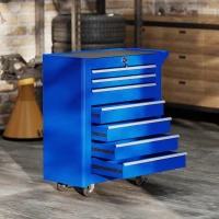 DURHAND Carrinho de Ferramentas com 7 Gavetas Carrinho de Oficina com Fechadura Pega 2 Rodas com Travão 69x33x75 cm Azul(m-9)