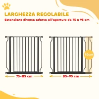 PawHut Cancelletto di Sicurezza per Cani Estensibile 75-95 cm in Acciaio e ABS, 75-95x76 cm, Nero(m-3)