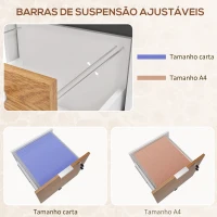 HOMCOM Arquivador para Escritório com 5 Rodas 2 Gavetas 2 Barras para Pastas A4 Fechadura e 2 Chaves 42x40x60 cm Madeira(m-5)
