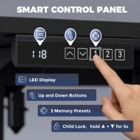 HOMCOM Standing Desk Memory Control Height Adjustable Desk 2 Cable Holes LED Display Sit Stand Desk Black(m-5)
