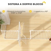 PawHut Recinto per Cani a 8 Pannelli Modulabili con Chiusura Automatica, in Acciaio e ABS, 61x3x75 cm, Bianco(m-7)