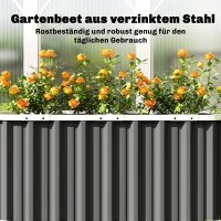 Outsunny Hochbeet Metall 136 x 53 x 61 cm Tief Gartenbeet mit Schutzkanten Pflanzenetiketten Handschuhe Offenem Boden(m-9)