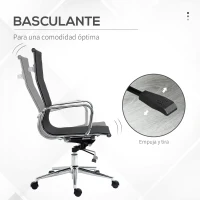 Vinsetto Silla de Escritorio Ergonómica Tela de Texteline Transpirable Silla de Oficina Giratoria con Altura Ajustable Reposabrazos y Respaldo Alto 56x59x110-120 cm Negro(m-5)