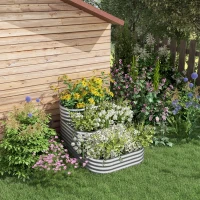 Outsunny Hochbeet Outdoor-Blumentreppe Pflanzkasten, 3 Stufen, 158 cm x 109 cm x 82 cm, Silber(m-10)
