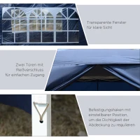 Outsunny Paviljoen, Partytent, 4 afneembare zijwanden, 2 ramen, metalen frame, 2,95 x 2,95 m, Blauw(m-8)