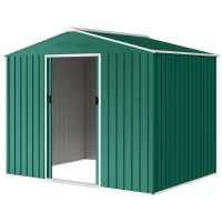 Outsunny Abrigo de Jardim Exterior 3,6 m² 236x171x191 cm com Portas Deslizantes e Ranhuras de Ventilação Verde(m-11)