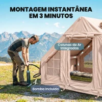 Outsunny Tenda Insuflável com Saída para Fogão e Claraboia Bomba Bolsa UPF30+ para 4 Estações Impermeável 5000+(m-5)
