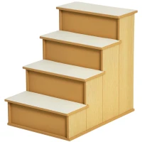 PawHut Huisdierentrap, voor honden/katten, 4-traps, Kortpluche, tot 30 kg, 40 x 59 x 54,2 cm, Natuurlijk(m-10)