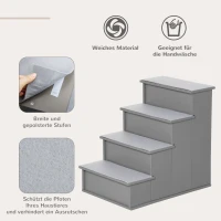 PawHut Huisdiertrap, voor honden/katten, 4-traps, Kort pluche, tot 30 kg, 40 x 59 x 54,2 cm, Grijs(m-4)