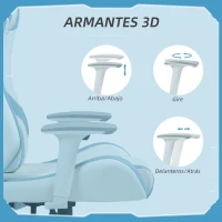 HOMCOM Silla Gamer con Cojín Lumbar Reposabrazos Ajustable Reposacabezas Extraíble y Altura Ajustable 67x60x120-128 cm Azul(m-6)