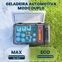Outsunny Geleira Elétrica de Compressor 25L Portátil até -20℃ com Luz LED e Alças Dobráveis Geleira de Carro 12V/24V e 240V para Casa Campismo Viagem 58,5x33,5x35,2cm Branco(m-4)