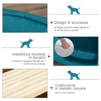 PawHut Cuccia per Cani da Interni, Divano per Gatti e Cani di Taglia Piccola e Media Max. 15kg, Verde Petrolio 70x50.5x25.5cm(m-5)