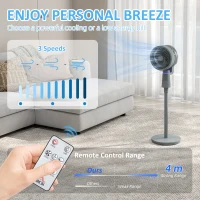 HOMCOM Pedestal Air Circulation Fan with Oscillating, Light Off, Grey(m-7)
