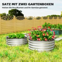 Outsunny 2er-Set Hochbeet Pflanzenbeet, modulares Hochbett, 2 Stück, ohne Boden, Ø60 x 30 cm. Silber(m-4)