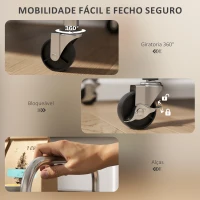 HOMCOM Carrinho Auxiliar com Rodas de Aço Inoxidável de 4 Níveis com Prateleira Ajustável 2 Rodas com Travão 60x35x100 cm  Prateado(m-6)