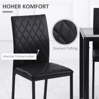 HOMCOM 4-delige Stoelenset Eetkamerstoelen Keukenstoelen 41 cm x 50 cm x 91 cm, Zwart(m-5)