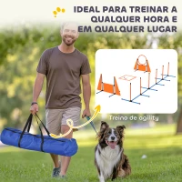 PawHut Conjunto de Treino de Agilidade para Cães com Piquetes para Slalom Zona de Descanso Barreira Anel de salto e Bolas Laranja(m-7)