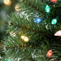 HOMCOM 60 cm Prelit Christmas Tree, 2 Packs Artificial Christmas Trees with 60 Colourful LED Lights, 130 Tips, Green(m-10)