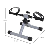 HOMCOM Mini-hometrainer, opvouwbare fietstrainer, mini-fiets, traploze weerstand, staal, zilvergrijs, 33 x 34 x 32 cm(m-3)