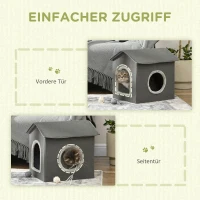 PawHut Katzenhöhle mit Kissen, Katzenbett, Haustier-Reisebett, waschbares Kissen, Khaki/Grün(m-7)
