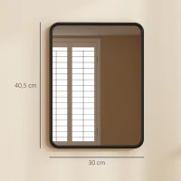 HOMCOM Specchio da Parete Rettangolare, Cornice in Metallo, 40.5x30 cm, per Soggiorno, Ingresso, Camera da Letto, Nero(m-3)