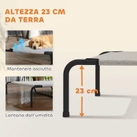 PawHut Lettino per Cani Grandi Rialzato da Esterno in Acciaio e Rete Traspirante, 152x94x23 cm, Beige(m-3)