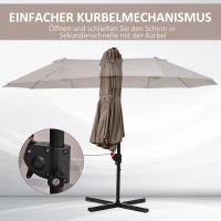 Outsunny parasol met zwengel dubbele parasol tuinparasol zonwering metaal bruin(m-6)