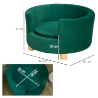 PawHut Hondenbank met zachte bekleding rond hondenbed hondenbank met houten poten(m-3)