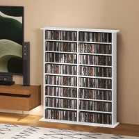 HOMCOM 16-Compartment Media Shelf- White(m-2)