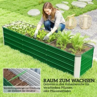 Outsunny Stalen verhoogde plantenbak met 3 aparte plantgebieden, open bodem, eenvoudige montage, 183 x 47 x 40 cm, groen(m-4)