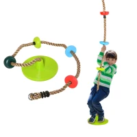 HOMCOM Kids Climbing Rope Tree Swing Disc Swing Seat Outdoor Playground Backyard Hanging Rope Playset for 3-12 Years(m-10)