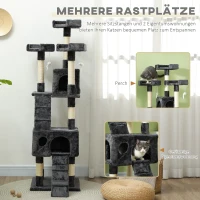 PawHut kattenboom krabpaal kattenkrabpaal klimboom sisal trap 170 cm beige/grijs(m-6)