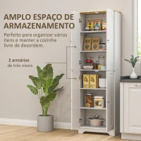 HOMCOM Armário de Cozinha Armário Alto de Cozinha Móvel Auxiliar de Cozinha com 4 Portas e Prateleiras Ajustáveis 60x30x183 cm Branco(m-6)