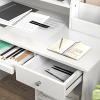 ZONEKIZ Conjunto de Secretária e Cadeira para Crianças com 2 Gavetas e Compartimento para Dormitório Sala de Estudo Branco(m-9)