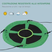 HOMCOM Altalena da Giardino con Rete Traspirante per Bambini Φ100x4.5cm Verde(m-8)