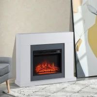 HOMCOM 44" Electric Fireplace Suite with Remote Control, 2000W Freestanding Fireplace Heater with LED Flame Effect, Overheat Protection, 7-Day Programmable Timer, White(m-10)