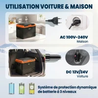 Outsunny Glacière électrique 40L portable, réfrigérateur congélateur avec poignées - dim. 58,7L x 36,5l x 43,8H cm orange et noir(m-6)