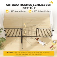 PawHut Absperrgitter Hund Freistehendes Verstellbares Schutzgitter 202,5 x 76 cm Hundegitter Klappbar Türschutzgitter Hundeabsperrgitter für Treppen, Türen, Küche, Flur, 3 Paneelen, Schwarz(m-5)