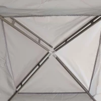 Outsunny 3 x 3 m Gazebo, Netting Party Tent, Patio Canopy Outdoor Event Shelter with Double Tier Roof, Light Grey(m-8)