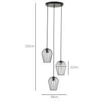 HOMCOM Hanglamp hanglamp moderne geometrische hanglampen kroonluchter zwart(m-3)