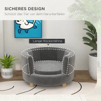 PawHut Huisdierenbed voor Honden en Katten, met Houten Poten, Verhoogd, Flanelhoes, Afneembaar Kussen, Grijs(m-5)