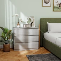 HOMCOM Chest of Three Drawers - Grey Wood Effect(m-10)