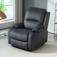 HOMCOM Microfibre Manual Reclining Armchair, with Footrest - Black(m-7)
