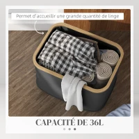 HOMCOM Panier à linge pliable 36 L corbeille linge sale avec poignées rainurées pour salle de bain chambre à coucher buanderie(m-4)